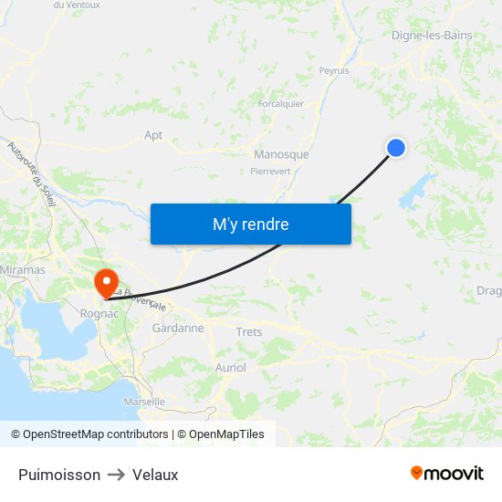 Puimoisson to Velaux map