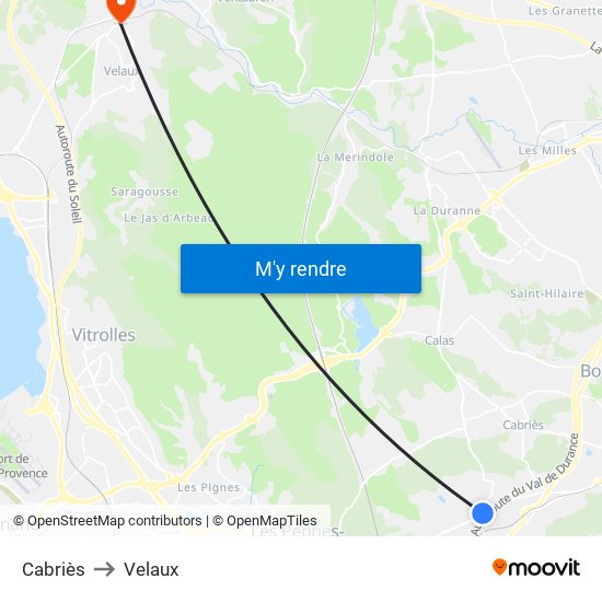 Cabriès to Velaux map