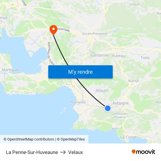 La Penne-Sur-Huveaune to Velaux map