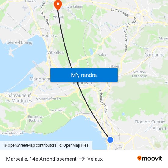 Marseille, 14e Arrondissement to Velaux map
