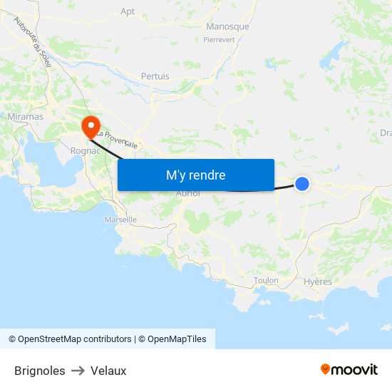 Brignoles to Velaux map