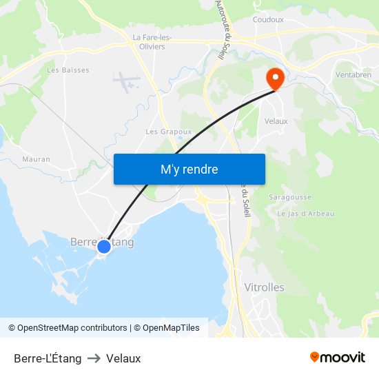 Berre-L'Étang to Velaux map