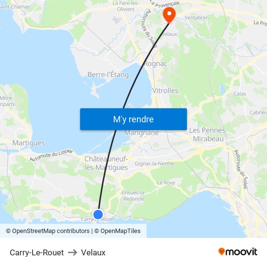 Carry-Le-Rouet to Velaux map