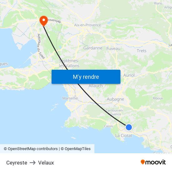 Ceyreste to Velaux map