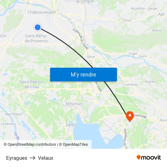 Eyragues to Velaux map