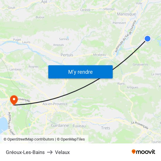 Gréoux-Les-Bains to Velaux map