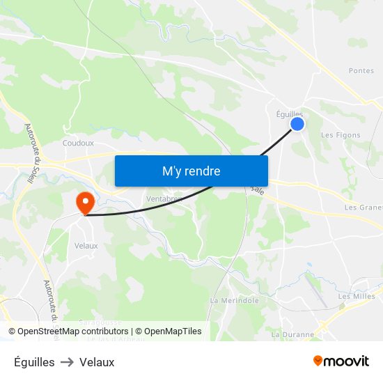 Éguilles to Velaux map