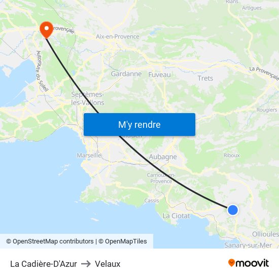La Cadière-D'Azur to Velaux map