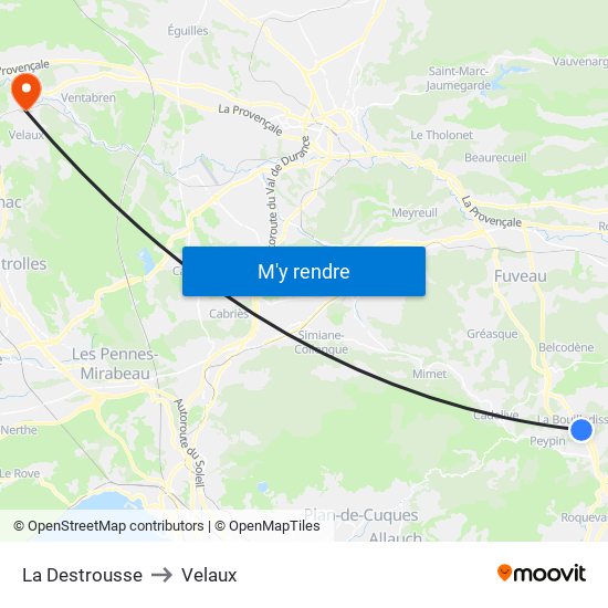 La Destrousse to Velaux map