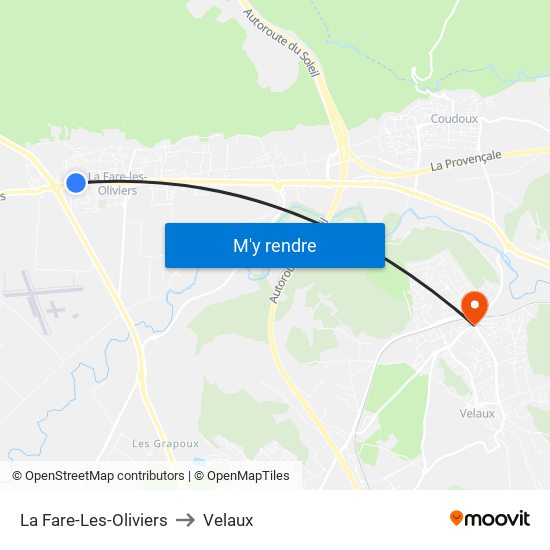 La Fare-Les-Oliviers to Velaux map