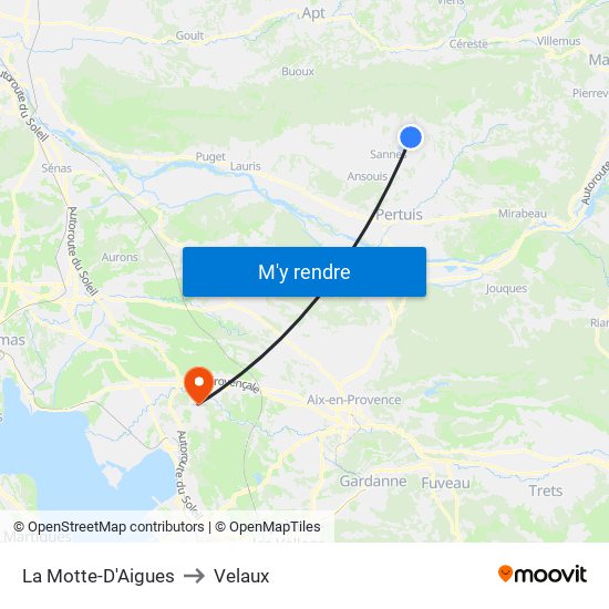 La Motte-D'Aigues to Velaux map