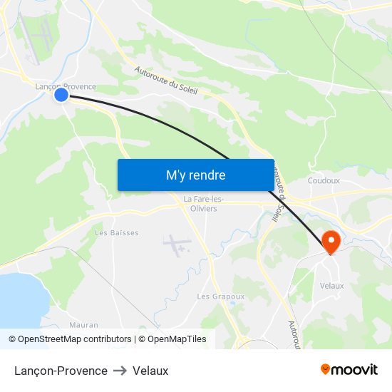 Lançon-Provence to Velaux map