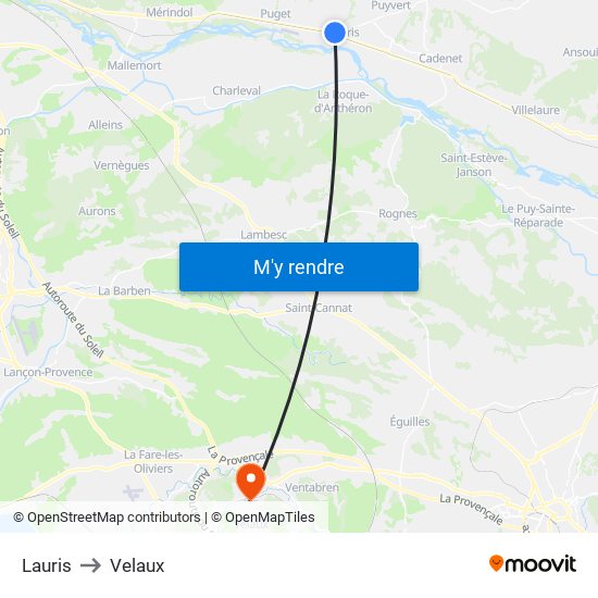 Lauris to Velaux map