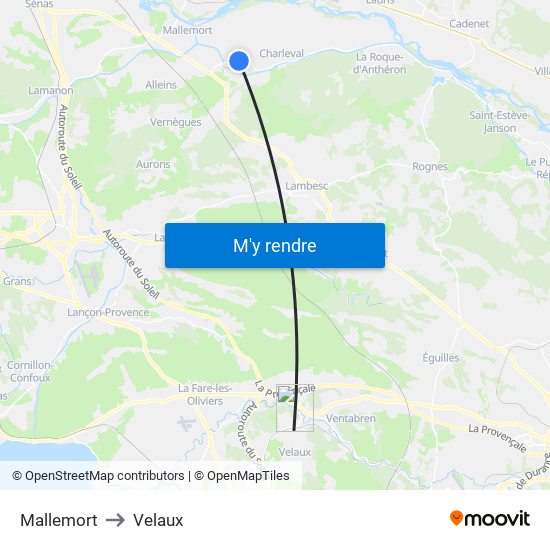 Mallemort to Velaux map