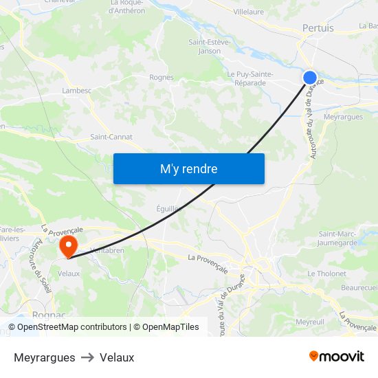Meyrargues to Velaux map
