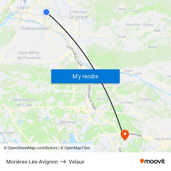 Morières-Lès-Avignon to Velaux map