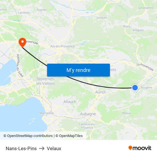 Nans-Les-Pins to Velaux map