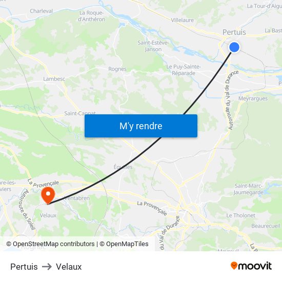 Pertuis to Velaux map
