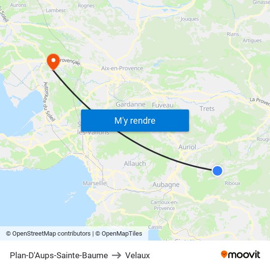 Plan-D'Aups-Sainte-Baume to Velaux map