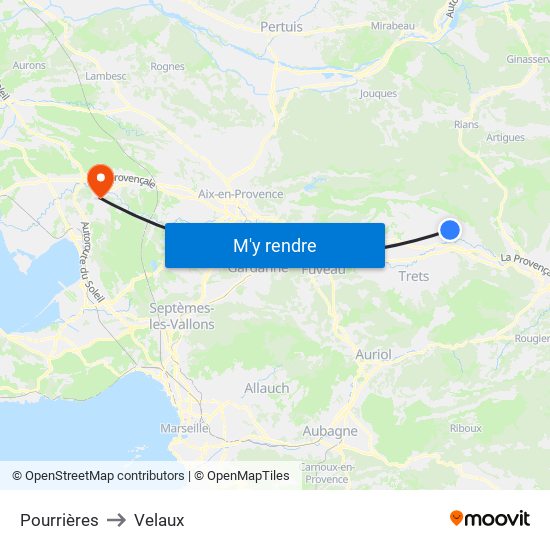 Pourrières to Velaux map