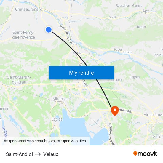 Saint-Andiol to Velaux map