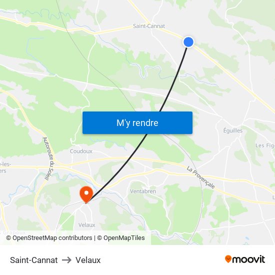 Saint-Cannat to Velaux map