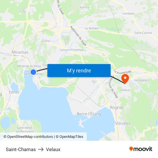 Saint-Chamas to Velaux map