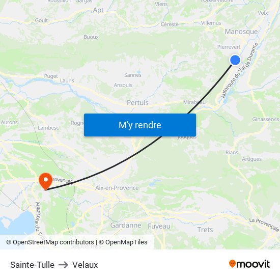 Sainte-Tulle to Velaux map