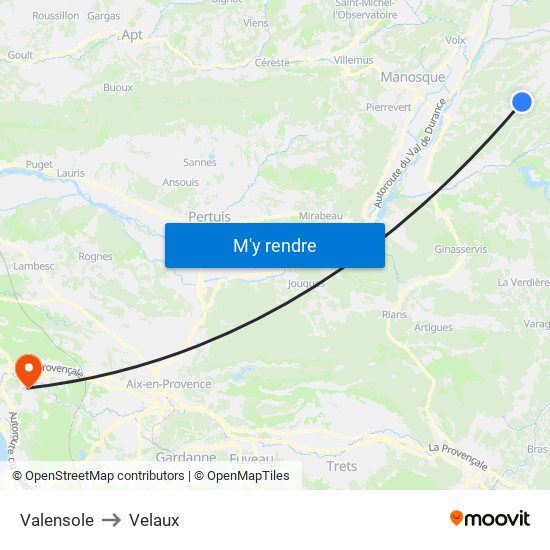 Valensole to Velaux map