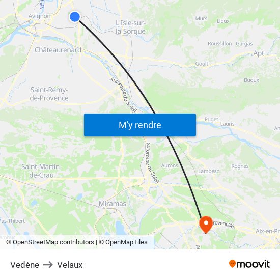 Vedène to Velaux map