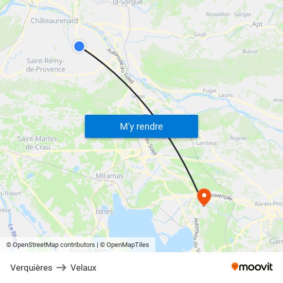 Verquières to Velaux map