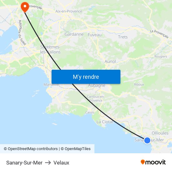 Sanary-Sur-Mer to Velaux map