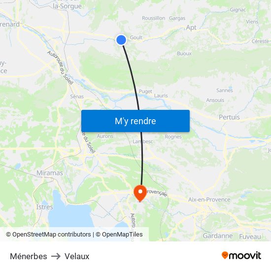 Ménerbes to Velaux map