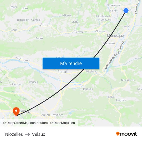 Niozelles to Velaux map