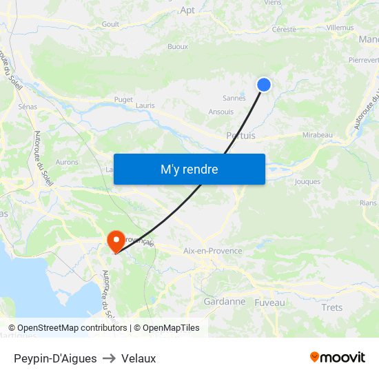 Peypin-D'Aigues to Velaux map