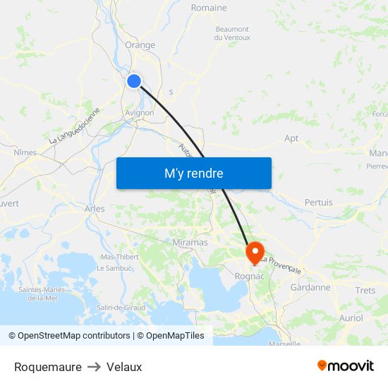 Roquemaure to Velaux map