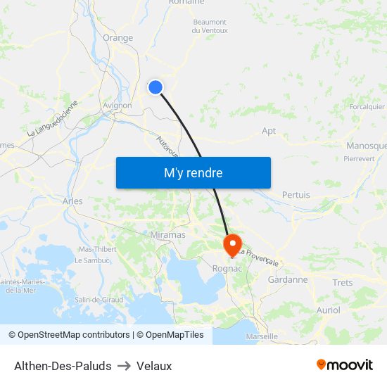 Althen-Des-Paluds to Velaux map