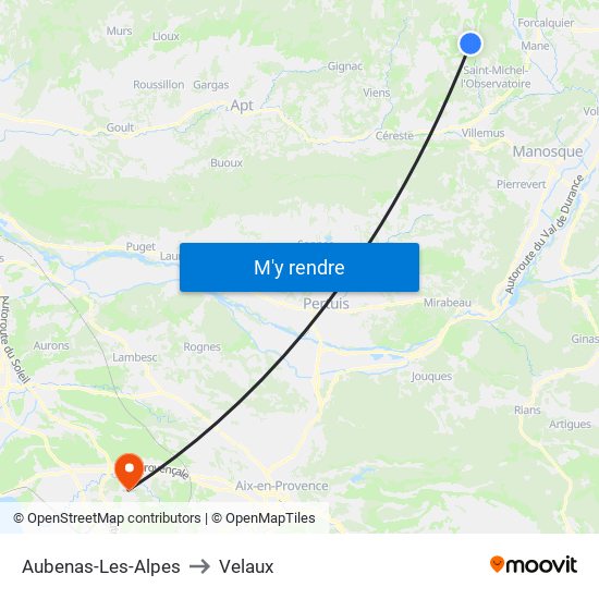 Aubenas-Les-Alpes to Velaux map