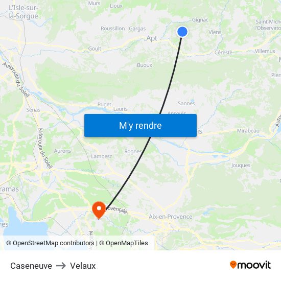 Caseneuve to Velaux map