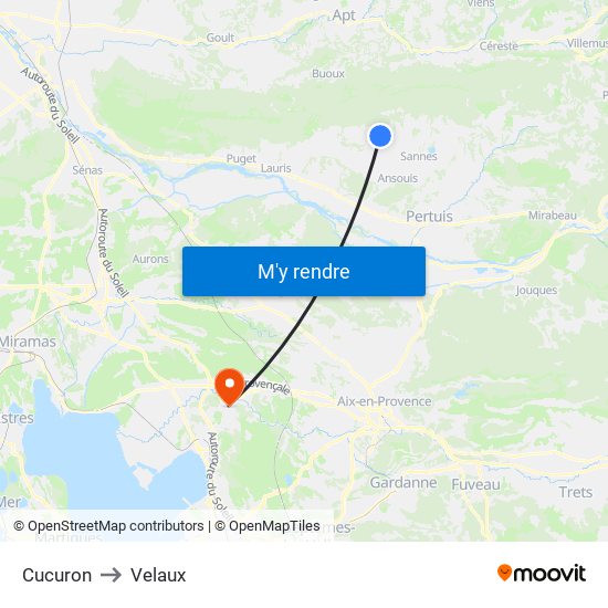 Cucuron to Velaux map