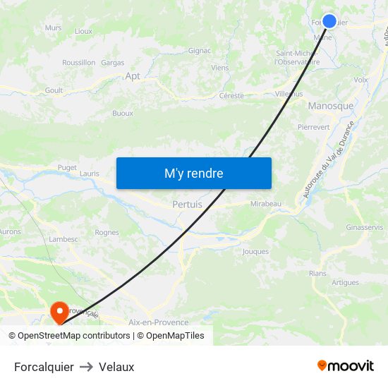 Forcalquier to Velaux map