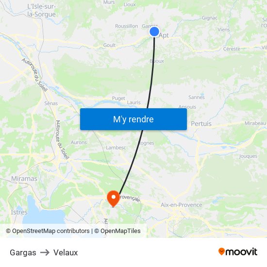 Gargas to Velaux map