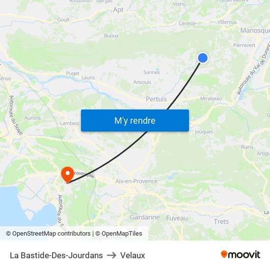 La Bastide-Des-Jourdans to Velaux map