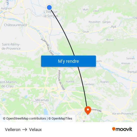 Velleron to Velaux map