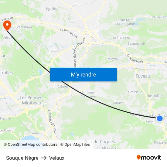Souque Nègre to Velaux map