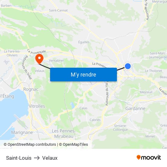 Saint-Louis to Velaux map