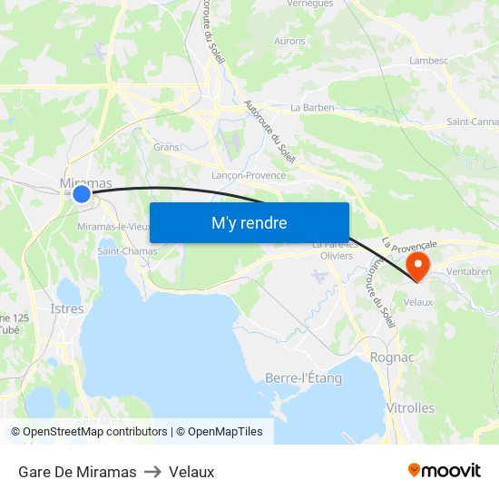 Gare De Miramas to Velaux map