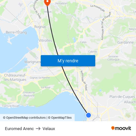 Euromed Arenc to Velaux map