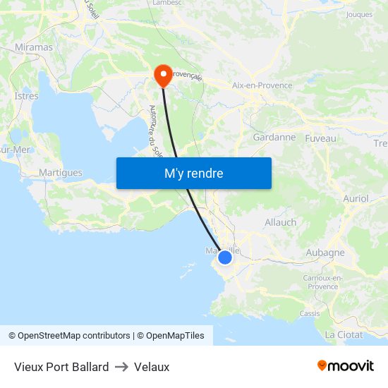 Vieux Port Ballard to Velaux map