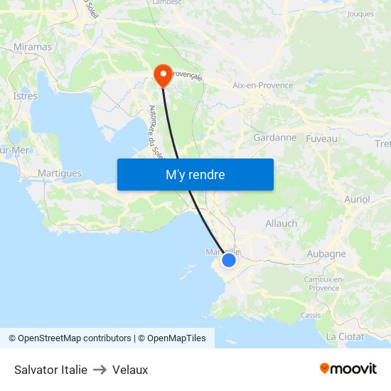 Salvator Italie to Velaux map